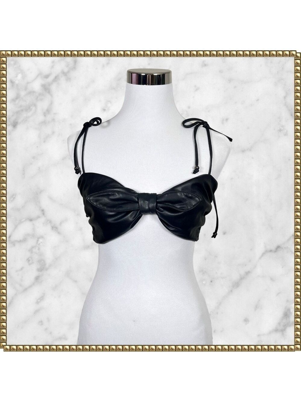 Anthropologie Pilcro Black Faux Leather Bustier Top Small